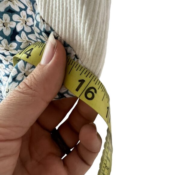 Vintage 90s Off White Blue Floral Short Sleeveless Sundress Medium - Picture 9 of 11